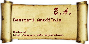 Beszteri Antónia névjegykártya